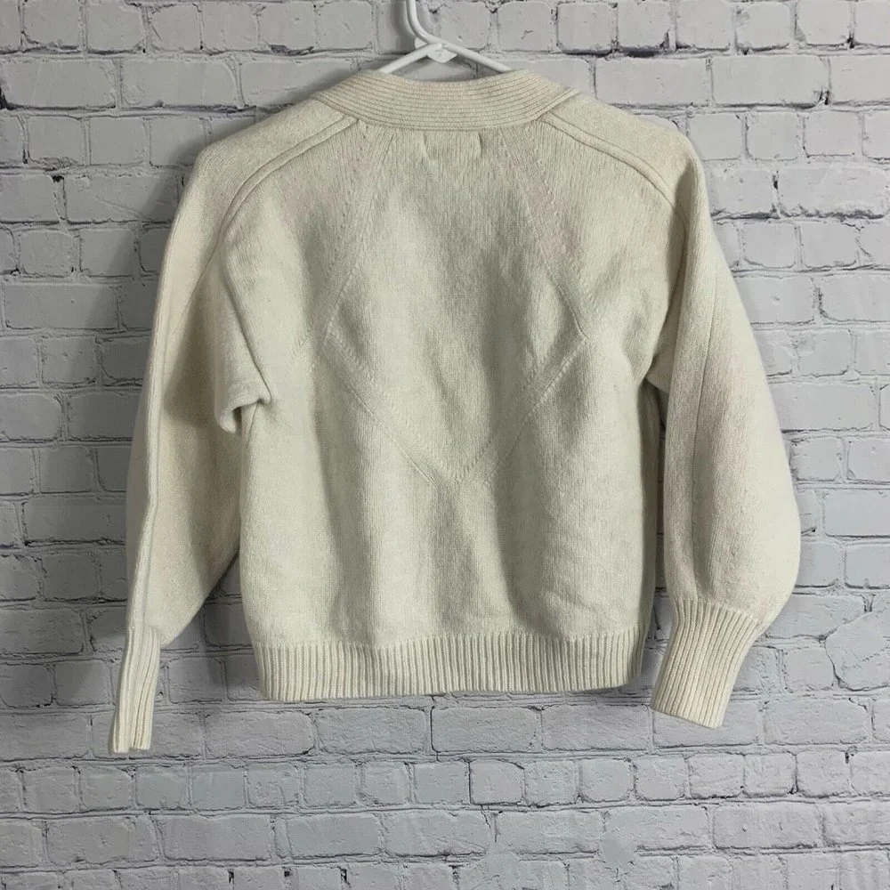 Loulou Studio Zanzibar Wool Cashmere Cardigan Cropped Ivory Sweater Size XS - Picture 4 of 7